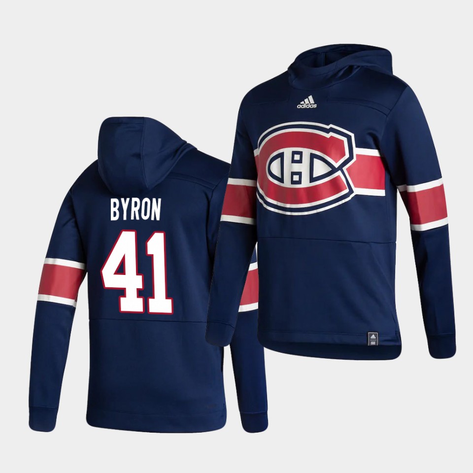 Men Montreal Canadiens #41 Byron Blue NHL 2021 Adidas Pullover Hoodie Jersey